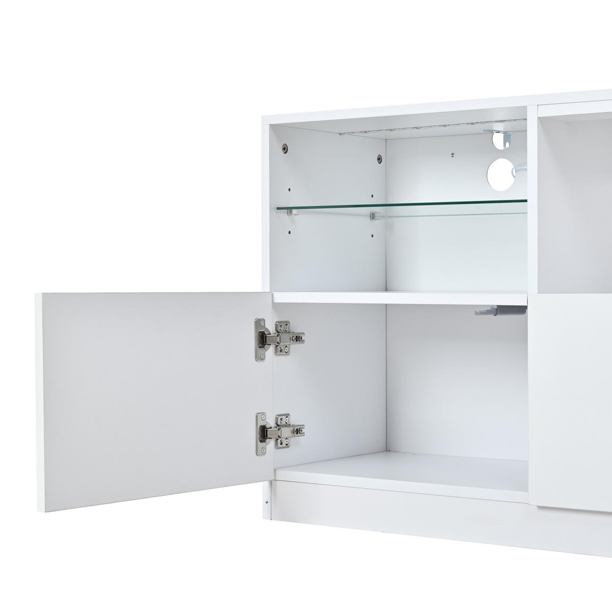 TV-SCHRANK LED Beleuchtung Hochglanz 4 Türen 8 Fächer 75 Zoll Weiß - Weiß, Holzwerkstoff (180/60/35cm) - FLIEKS