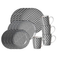 KOMBISERVICE Takeo Circles schwarz-weiß 16-tlg. - Schwarz/Weiß, Keramik (2/2/2cm) - Ritzenhoff Breker