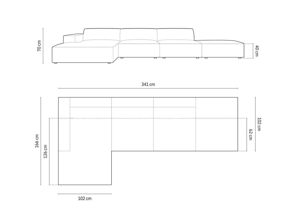 ECKSOFA links Jodie aus Samt dunkelbeige 5 Sitzplätze - Mokka, Textil (166/341cm) - Micadoni