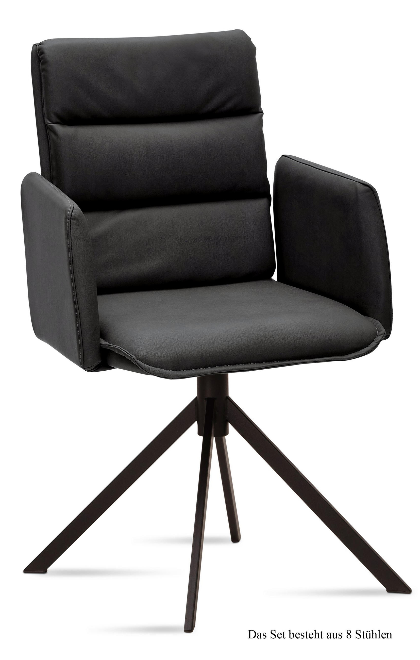 ARMLEHNSTUHL (8er-Set) Dulci 52x92x60 Schwarz/Anthrazit - Anthrazit/Schwarz, Kunststoff (60/92/52cm) - 58aufmkessel