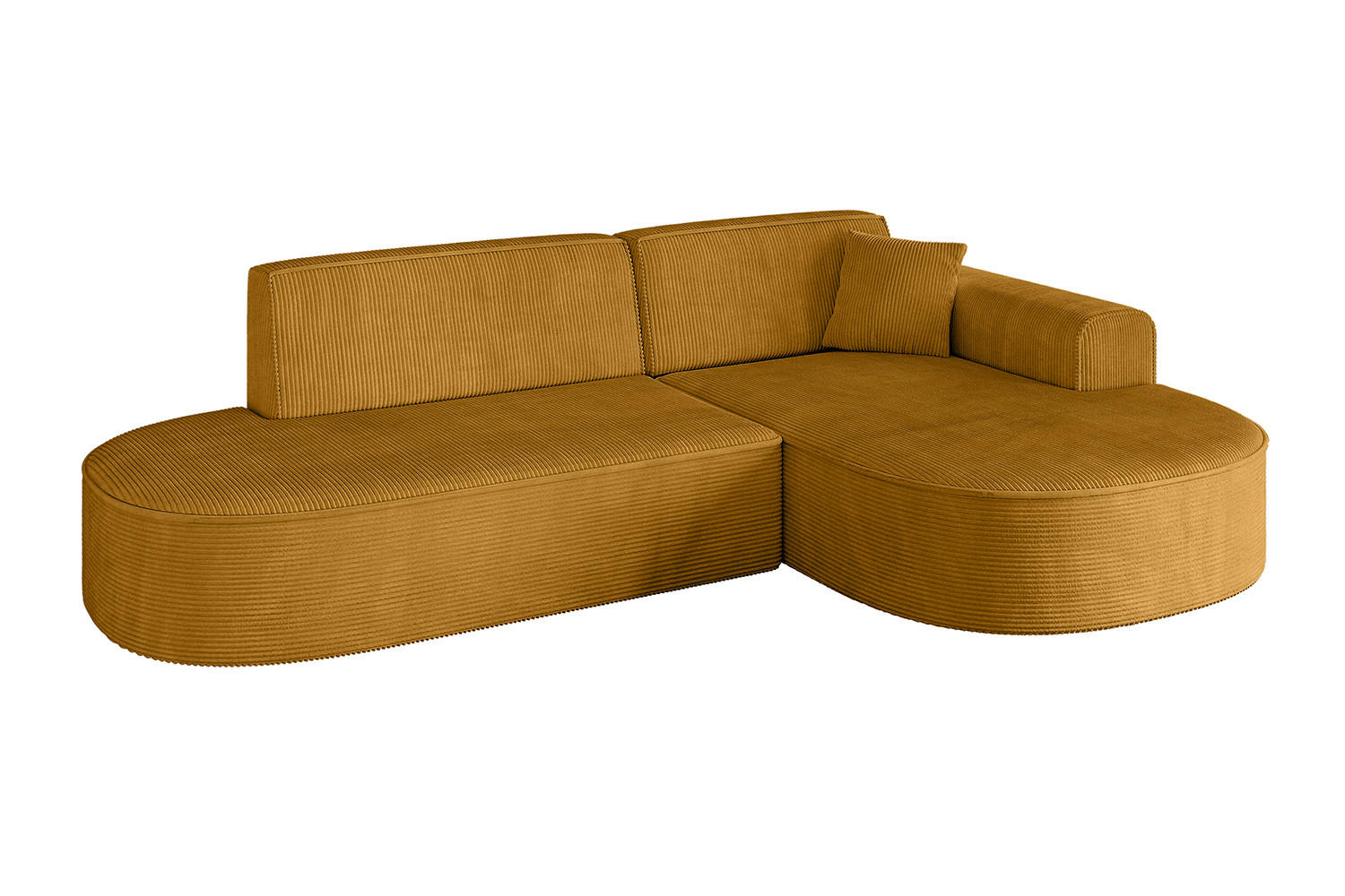 ECKSOFA Ottomane Rechts MARI-L1 - 232x163x73,5 cm Senfgelb Cord - Gelb/Schwarz, Holzwerkstoff/Kunststoff (234/163cm) - ALTDECOR