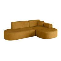 ECKSOFA Ottomane Rechts MARI-L1 - 232x163x73,5 cm Senfgelb Cord - Gelb/Schwarz, Holzwerkstoff/Kunststoff (234/163cm) - ALTDECOR
