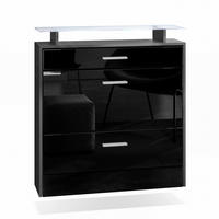 SCHUHSCHRANK Malea Fronten in Schwarz Hochglanz - Schwarz Hochglanz, Holzwerkstoff (89/96/23cm) - Vladon