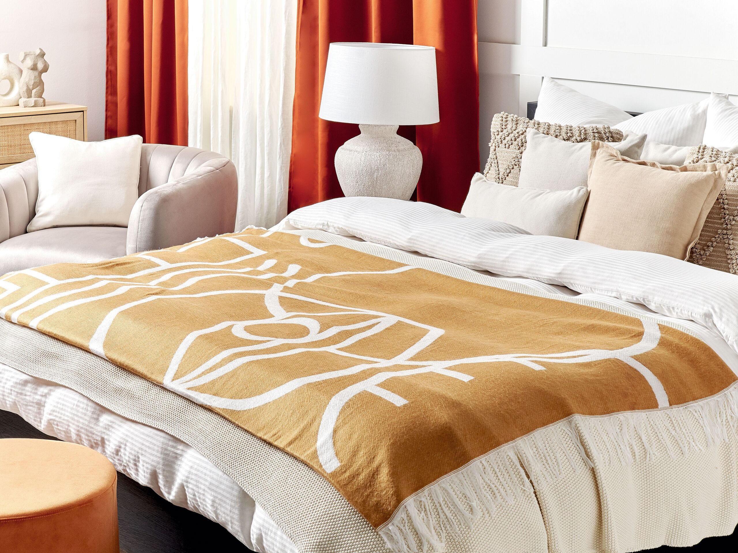 DECKE Orange Palhi 130/170 cm - Orange, Textil (130/170cm) - Beliani