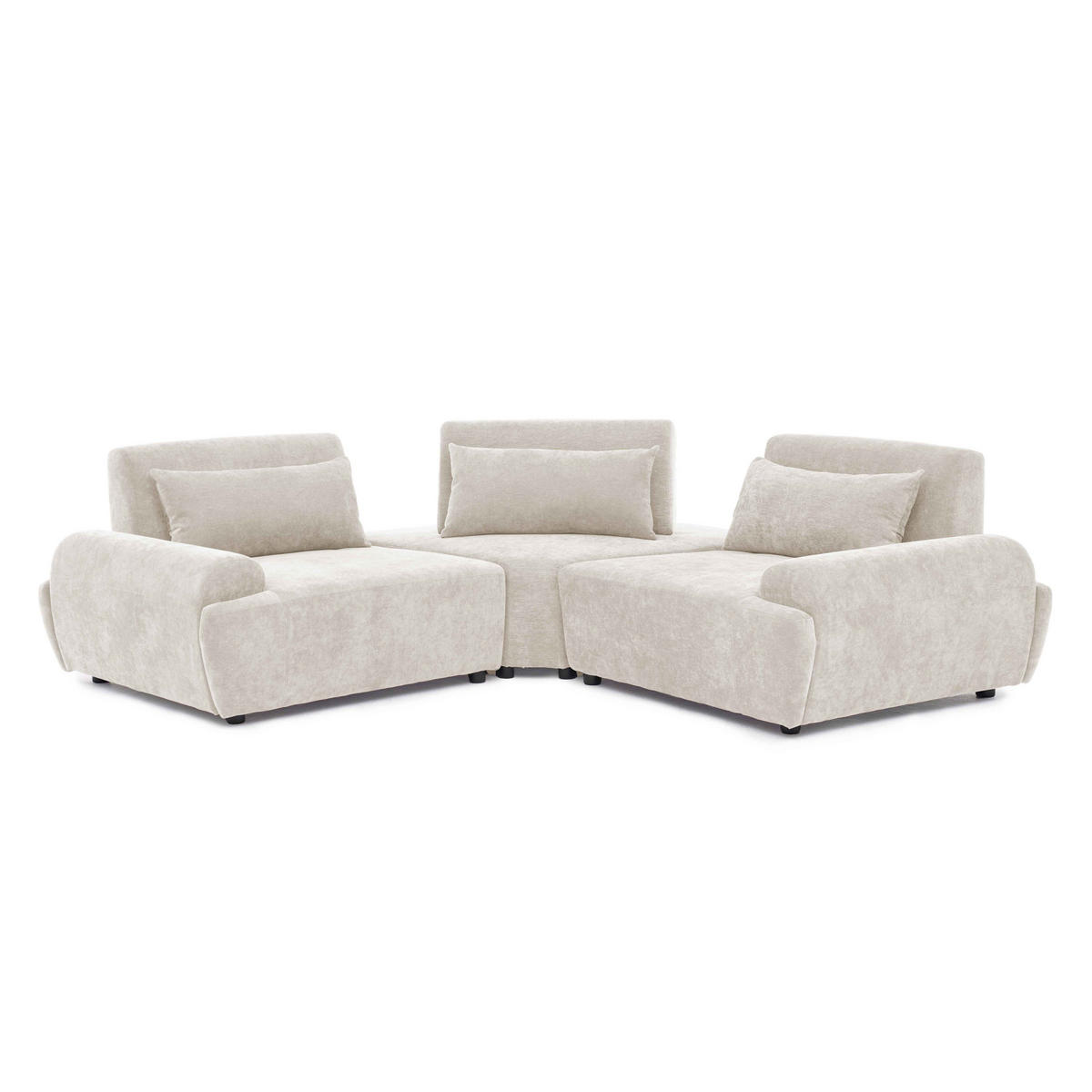 ECKSOFA 3-Sitzer, Ekru - Weiß, Textil (231/231cm) - Oviala
