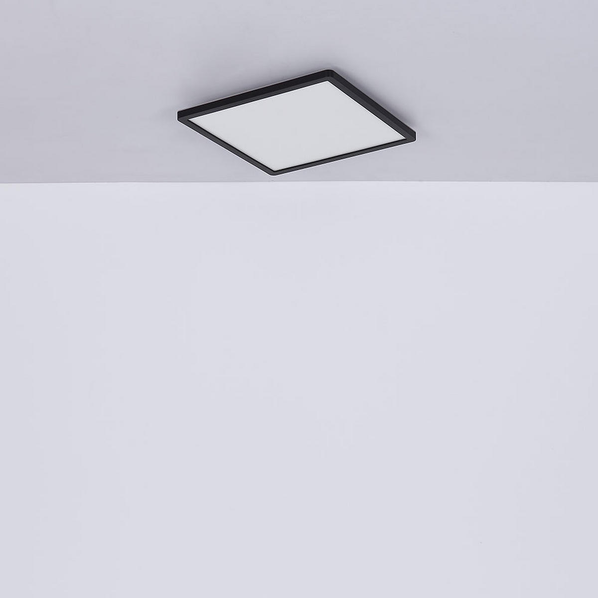 LED DECKENLEUCHTE Schwarz Opal - Schwarz, Kunststoff (42/42/2.5cm) - Globo Lighting