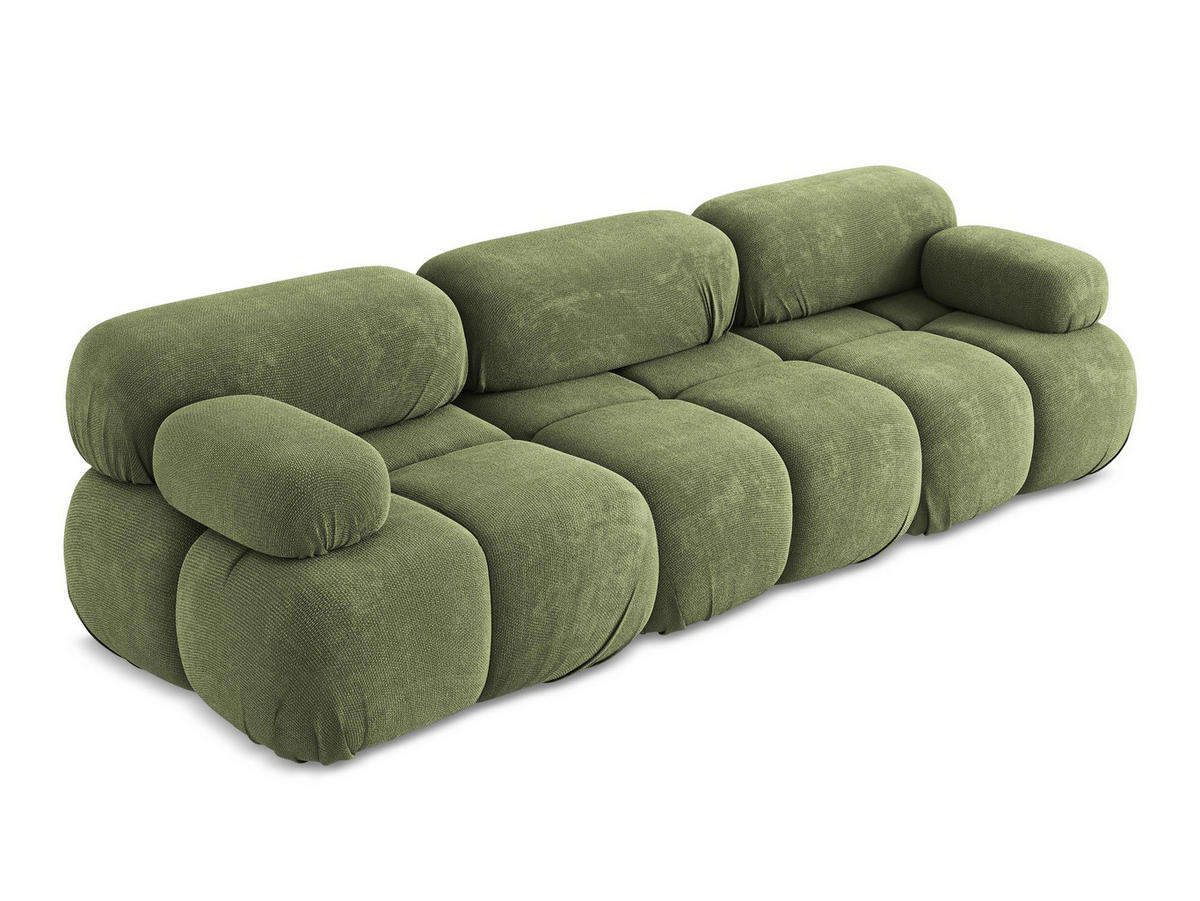 3-SITZER SOFA Chenille Stoff Grün - Schwarz/Grau, Kunststoff/Textil (285/70/96cm) - Makamii