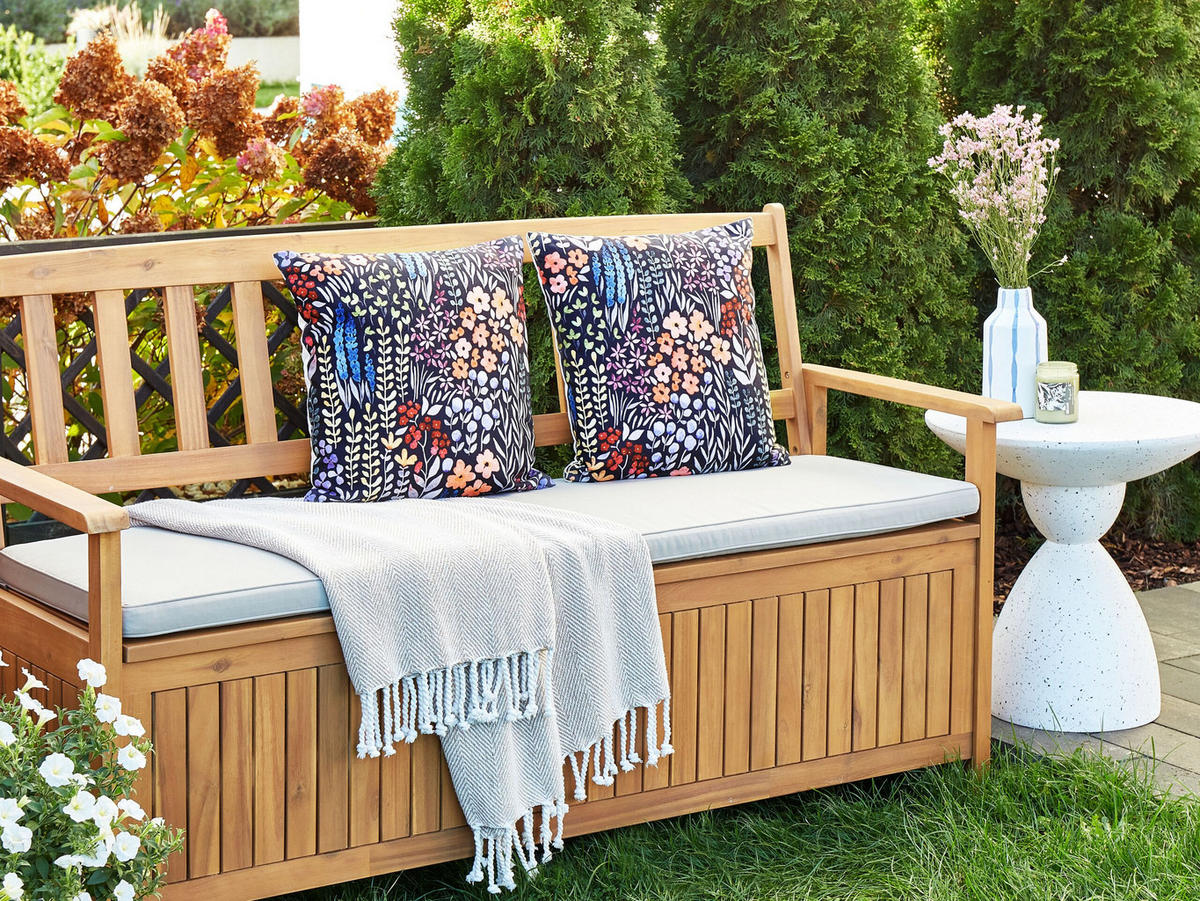 GARTENKISSEN 2er-Set Blumenmuster mehrfarbig 45/45 cm Castelaro - Multicolor, Textil (45/45cm) - Beliani