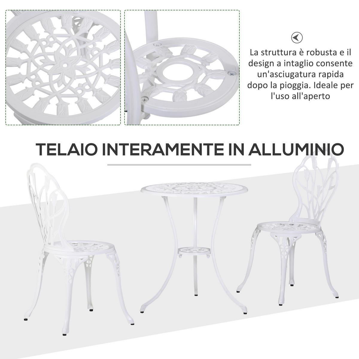 GARTEN-BEISTELLTISCHSET Weiß 3 Stück - Weiß, Naturmaterialien (60/60/67cm) - GiPP