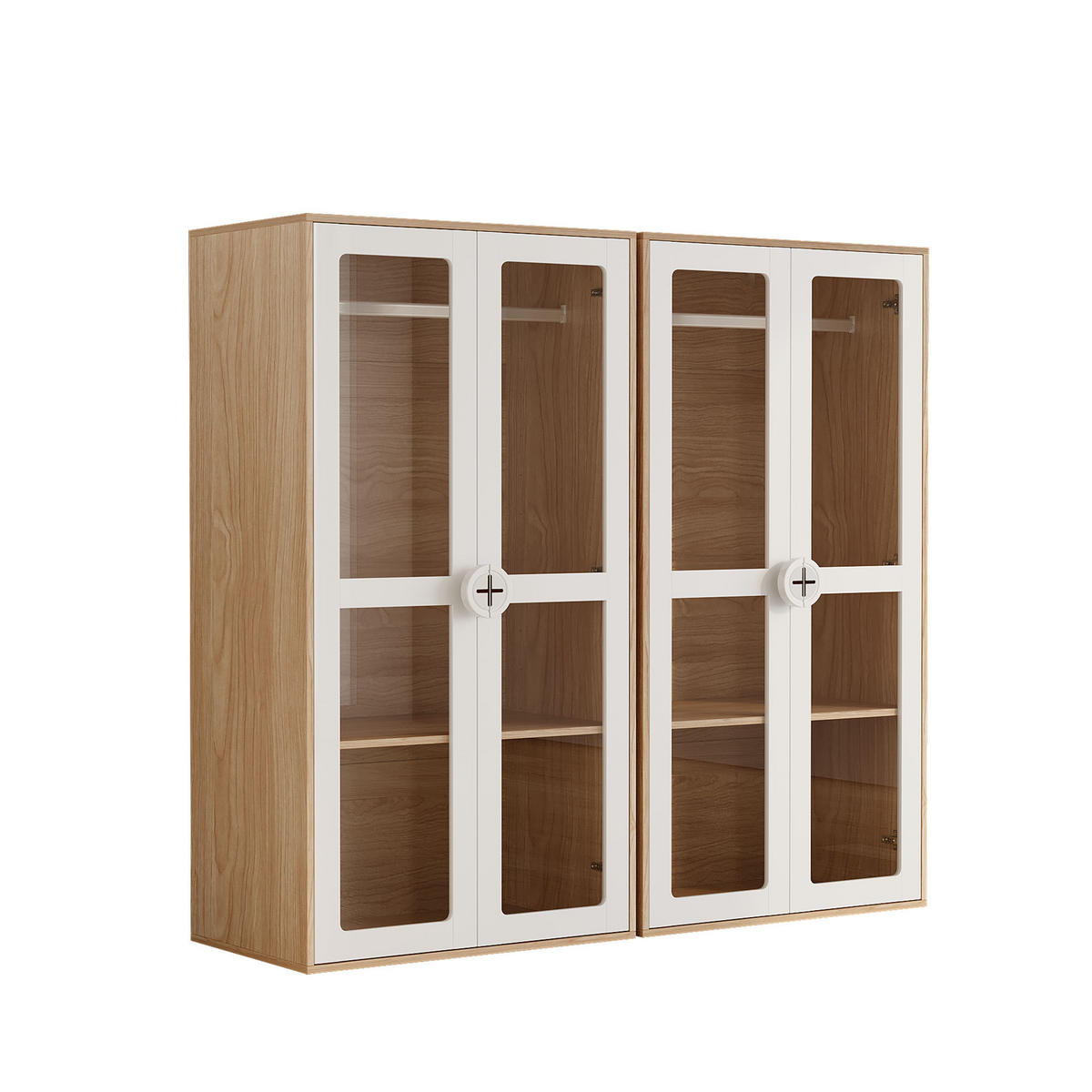 KINDER-KLEIDERSCHRANK 160x50x150cm Weiß + Natur 2-türig Acryl Bügelstange - Multicolor, Holz (50/150/160cm) - FLIEKS