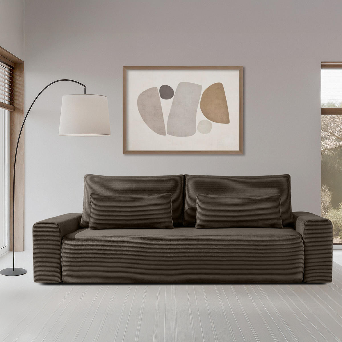 3-SITZER SCHLAFSOFA MOLLIS, Corduroy, Braun - Braun, Holz/Holzwerkstoff (250/93/108cm) - KONSIMO®