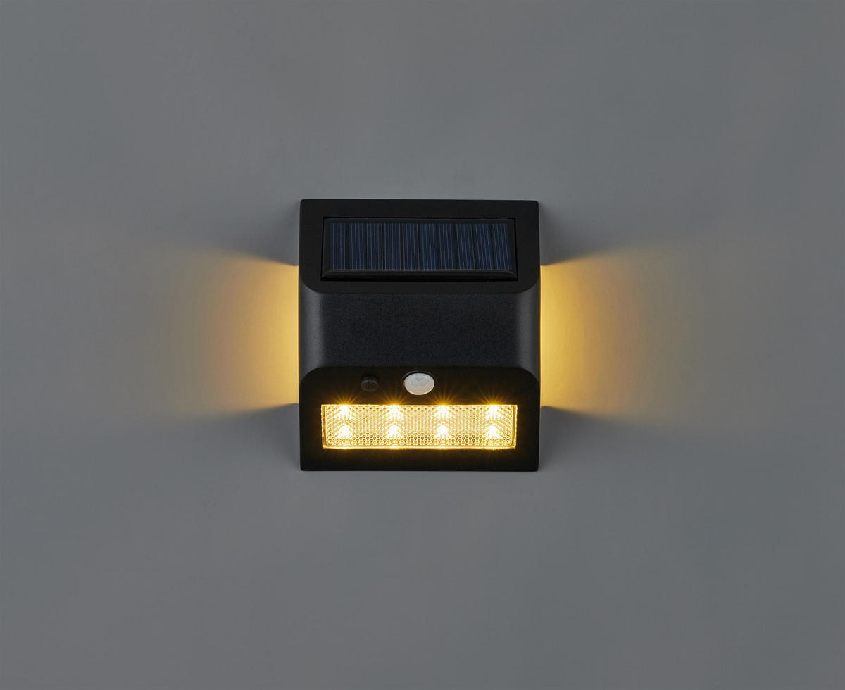 LED-SOLAR-WANDLEUCHTE mit Bewegungsmelder & Dämmerungssensor – ideal für Eingangsbereiche, Treppen & Terrassen schwarz warmweiß - Schwarz, Kunststoff (5.3/11.5/10cm) - Northpoint