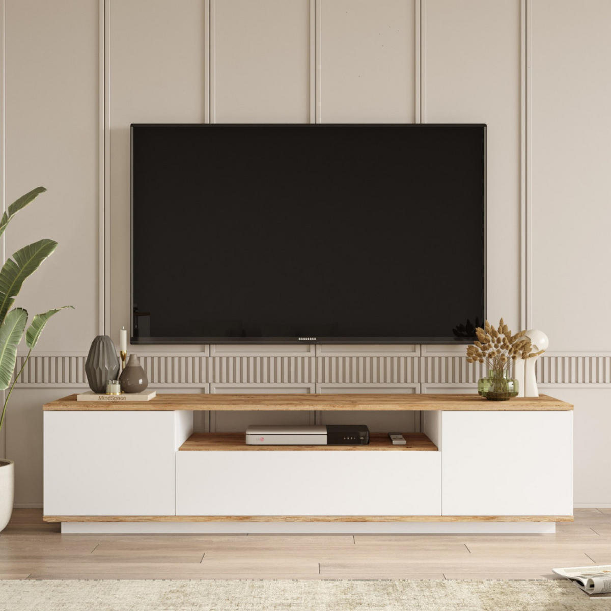 TV-MÖBEL Tyro in Holzoptik 180 cm im zeitgenössischen Stil - Braun, Holzwerkstoff (180/44/44cm) - Concept Usine