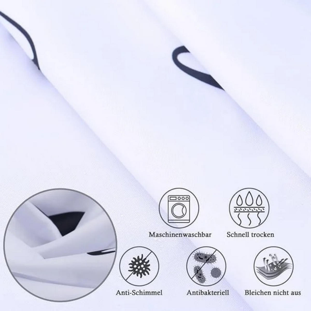 DUSCHVORHANG Polyester schimmelresistent wasserdicht waschbar Badezimmer mit Haken - Weiß, Textil (180/200cm) - MCBOSON