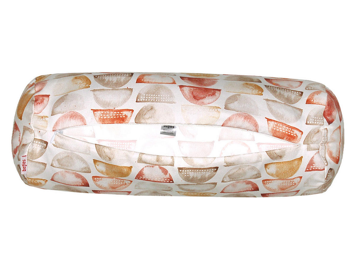 NACKENROLLENHÜLLE Ubuntu erdton 100% Baumwolle 15/40 cm - Taupe/Currygelb, Textil (15/40cm) - beties Heimtextil