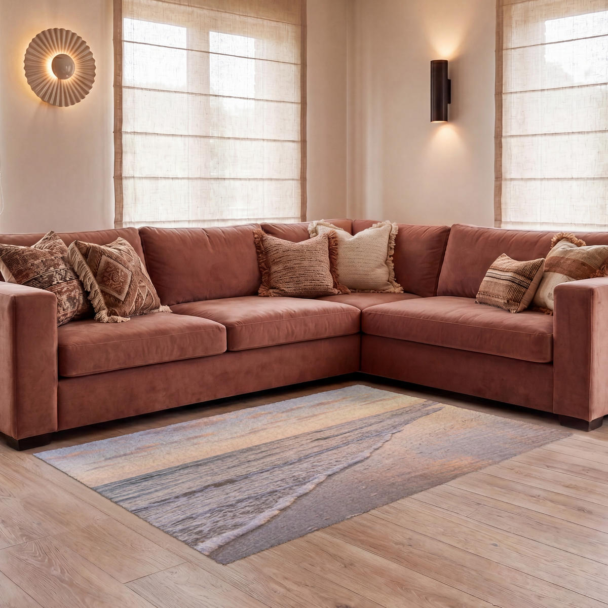 KOBERCE - Pláž - Príboj - Oblaky - 150x90 cm - svetloružová, textil/plast (150/0.4cm) - OnlyWow