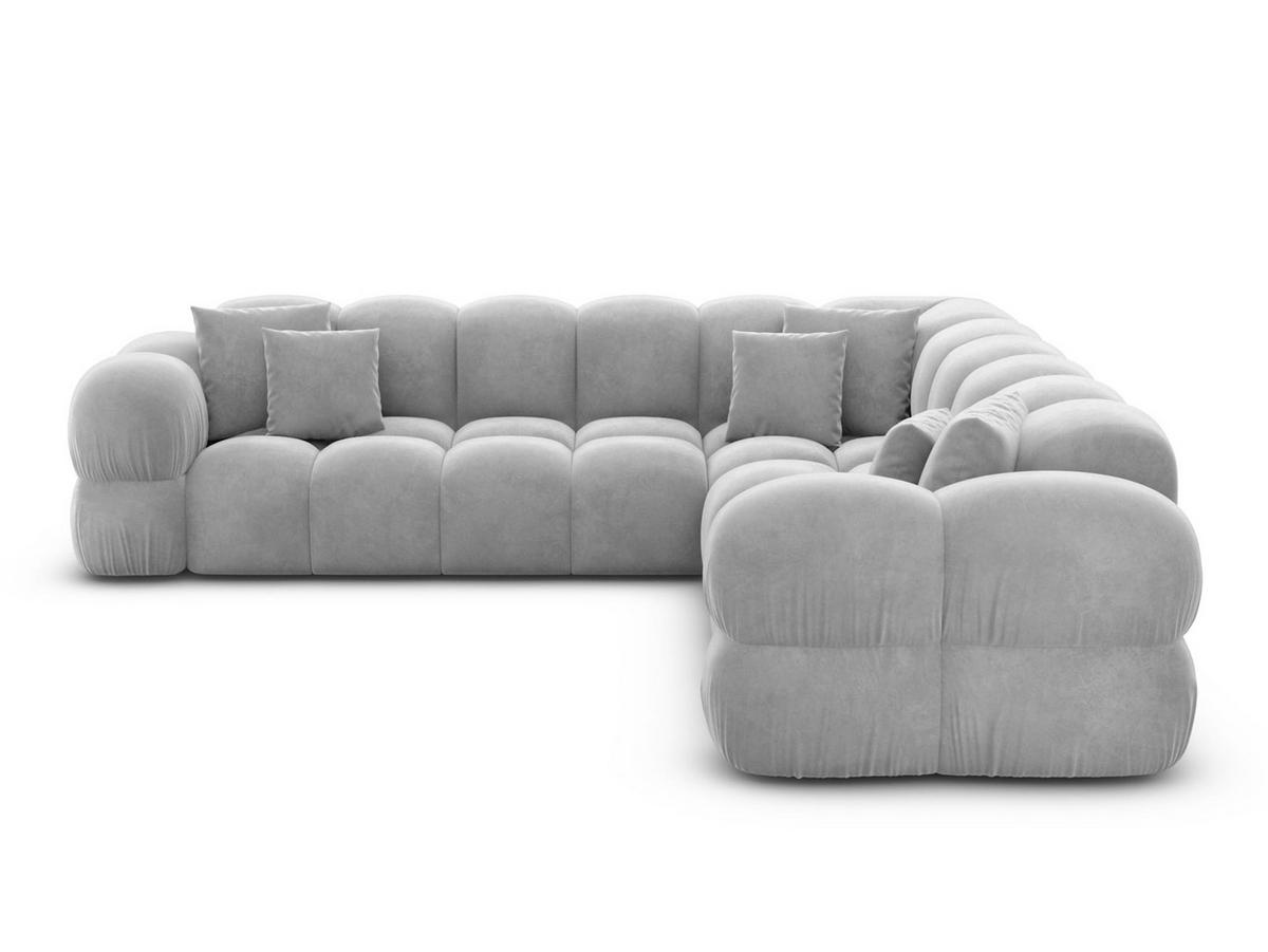 COUCH Monteverde L-Form Hellgrau Samtstoff - Hellgrau, Kunststoff (253/253cm)