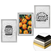 WANDBILDER 3er Set - 40x60 cm Silberner Rahmen - Juicy Oranges Kitchen - Silberfarben, Kunststoff (40/60cm) - ArtPrintCave