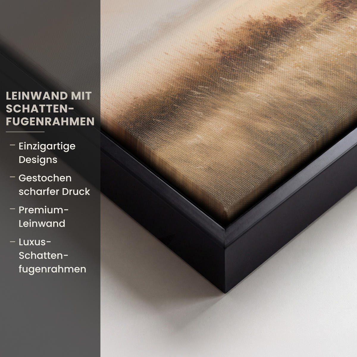 LEINWAND Bilder mit Rahmen - Gras - Morgennebel - Kreuz - Christentum - 40x30 - Beige, Textil (40/30cm) - MuchoWow
