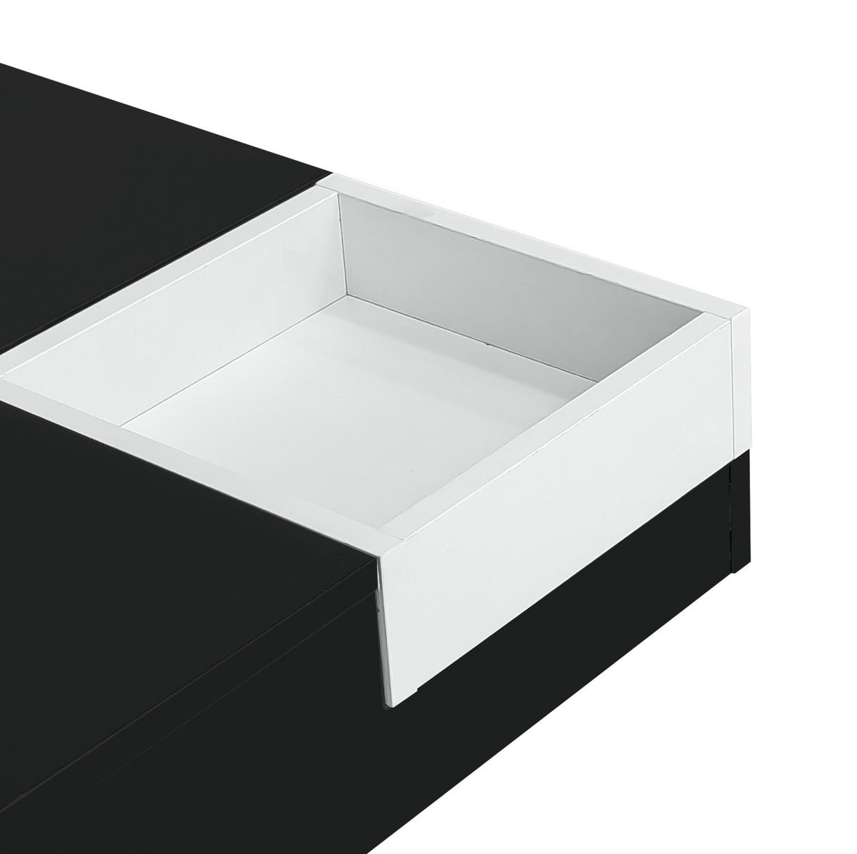 COUCHTISCH aus Spanplatte 72x72x30 cm Schwarz/Weiß mit LED-Beleuchtung und abnehmbarer Aufbewahrungsbox - Schwarz, Holzwerkstoff (72/72/30cm) - IVMEU