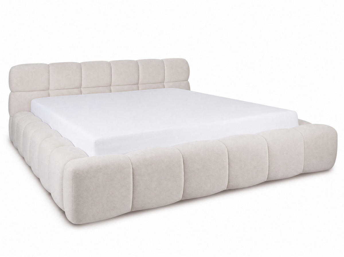 POLSTERBETT Miley Beige 140/200 cm Samt mit Bettkasten - Beige, Holz/Textil (140/200cm) - wonello