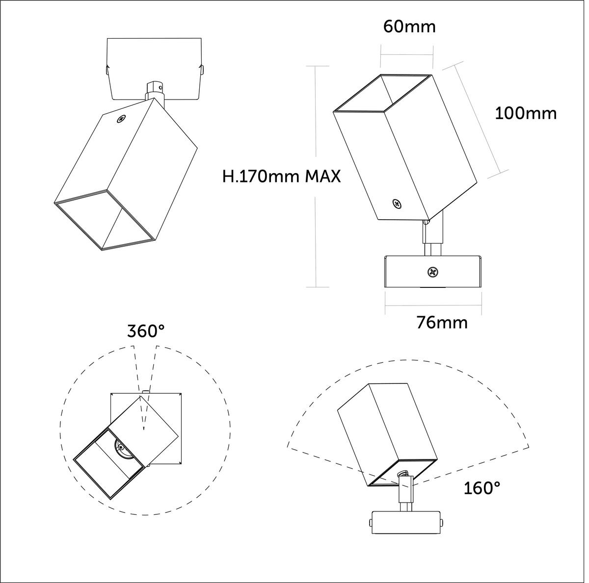 DECKENLEUCHTE Brick S - Goldfarben, Metall (7.6/7.6/17cm) - Lumicom