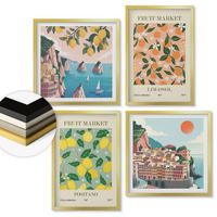 WANDBILDER 4er Set - 50x50 cm & 40x60 cm Goldrahmen - Zitrusfrüchte der italienischen Tropen - Goldfarben, Kunststoff (50/50cm) - ArtPrintCave