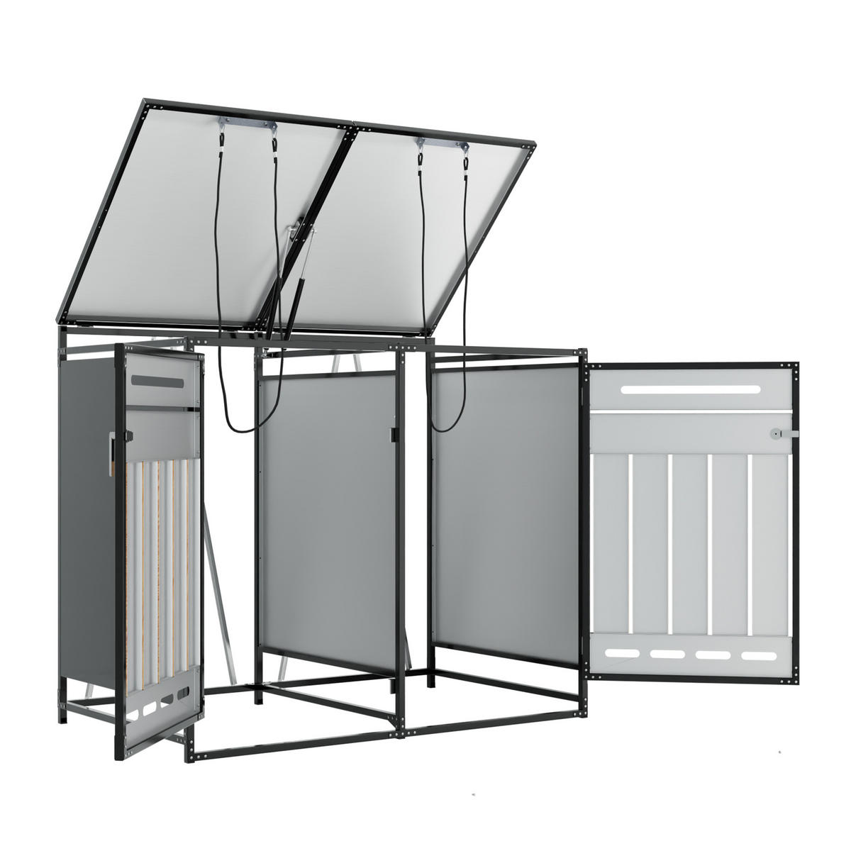 MÜLLTONNENBOX Holzoptik hydraulisch abschließbar Belüftung - Schwarz, Metall (79/116/131cm) - FLIEKS