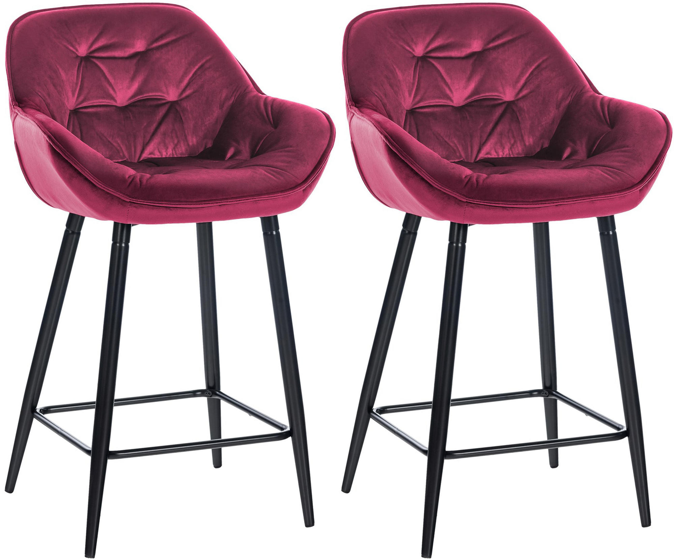 BARHOCKER 2er Set Gibal 76 Samt lila - Lila/Schwarz, Textil/Metall (54/103/57.5cm) - TPFLiving