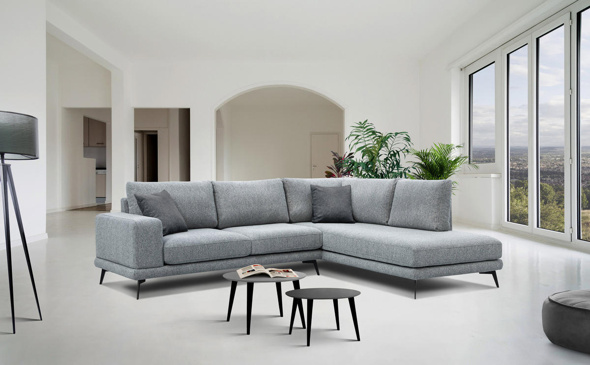 ECKSOFA MEDIOLANE 5-Sitzer, silberfarben - Silberfarben, Holzwerkstoff/Textil (282/219cm) - Courtois Laville