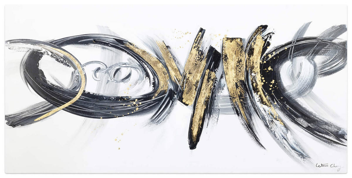 ACRYLBILD HANDGEMALT 120/60 cm - Schwarz/Grau, Holz/Textil (120/60cm) - KUNSTLOFT