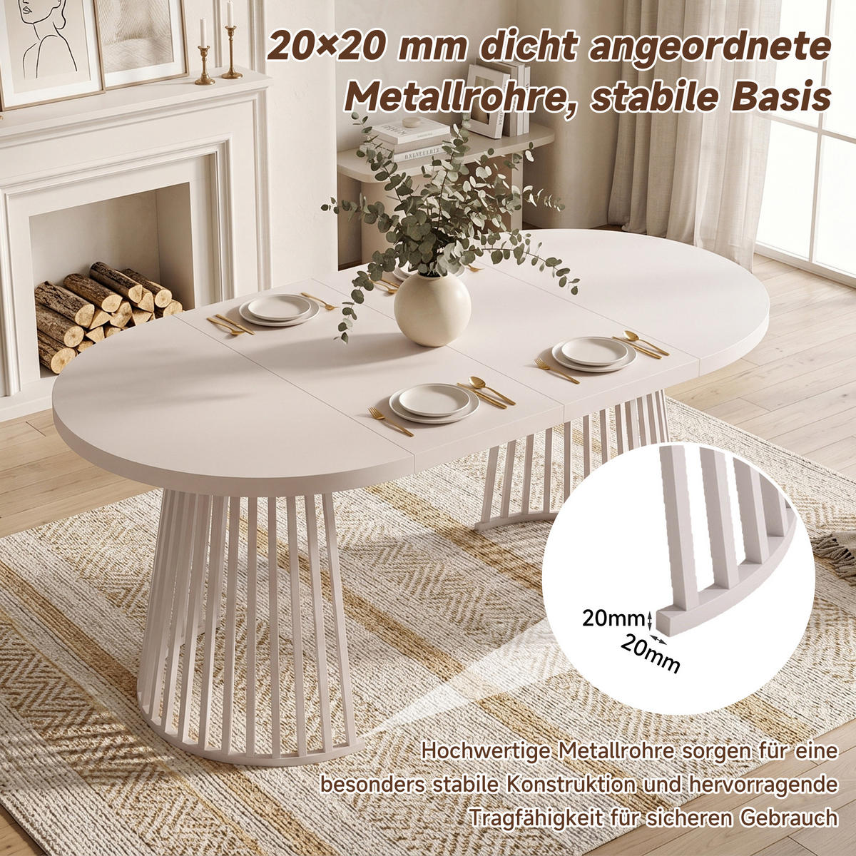 ESSTISCH Kaschmir ausziehbar 100-176cm 4-8 Personen 100cm - Kaschmir, Holzwerkstoff (176/100/76cm) - FLIEKS