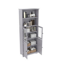 HOCHSCHRANK mit 4 Türen, feuchtigkeitsbeständiger Lack, 57,5/28,5/160 cm, Grau - Grau, Holzwerkstoff (57.4/160/28.5cm) - Redom