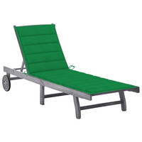 SONNENLIEGE mit Auflage Grau Akazie Massivholz - Grau, Holz (59/76/200cm) - furnicato
