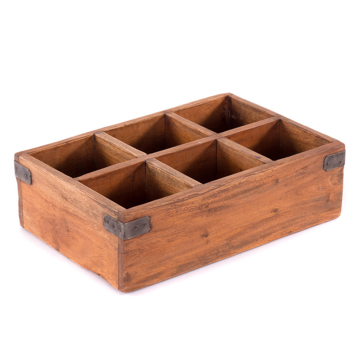 ORGANIZER Ordina Mahagoni Massivholz, 6 Fächer naturfarben - Naturfarben, Holz (22/33/10cm) - DESIGN DELIGHTS