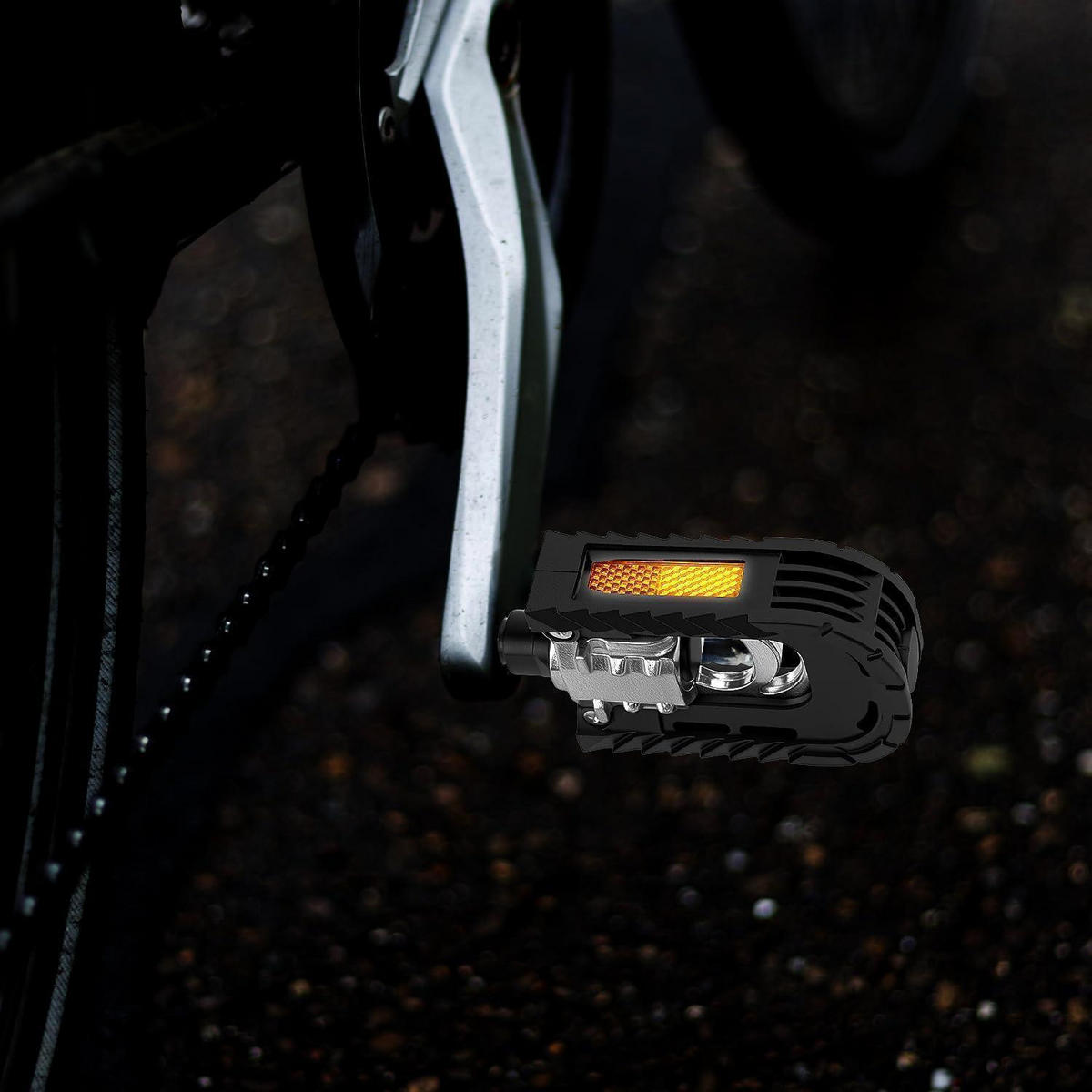 FAHRRADPEDALE Klapppedal mit Reflektoren 14mm(9/16") Gewinde - Schwarz, Metall (10/7/12.5cm)