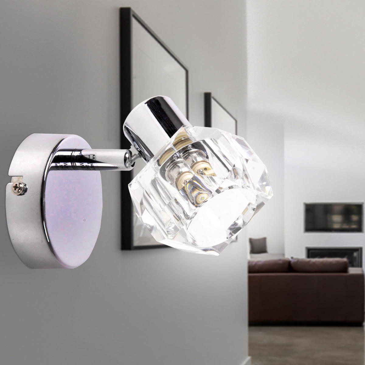 LED WANDLEUCHTE Sarentino Silber Metall Glas - Silberfarben, Glas (8/11.5/9.5cm)