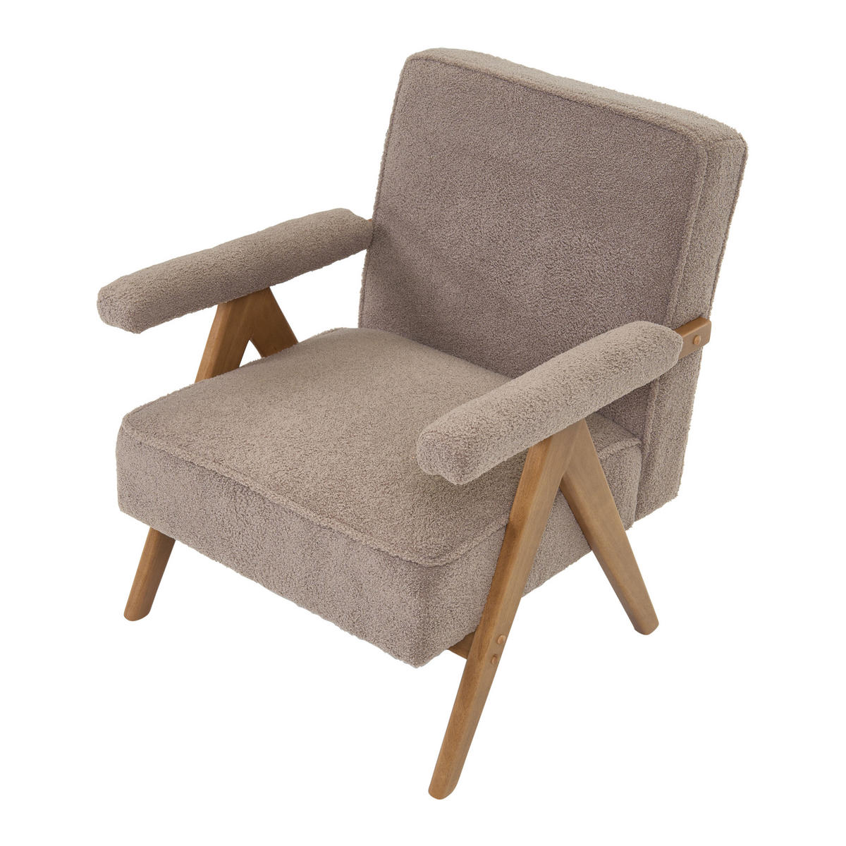 SESSEL Bouclé Taupe Evje - Taupe/Beige, Textil (70/81/72cm) - Beliani