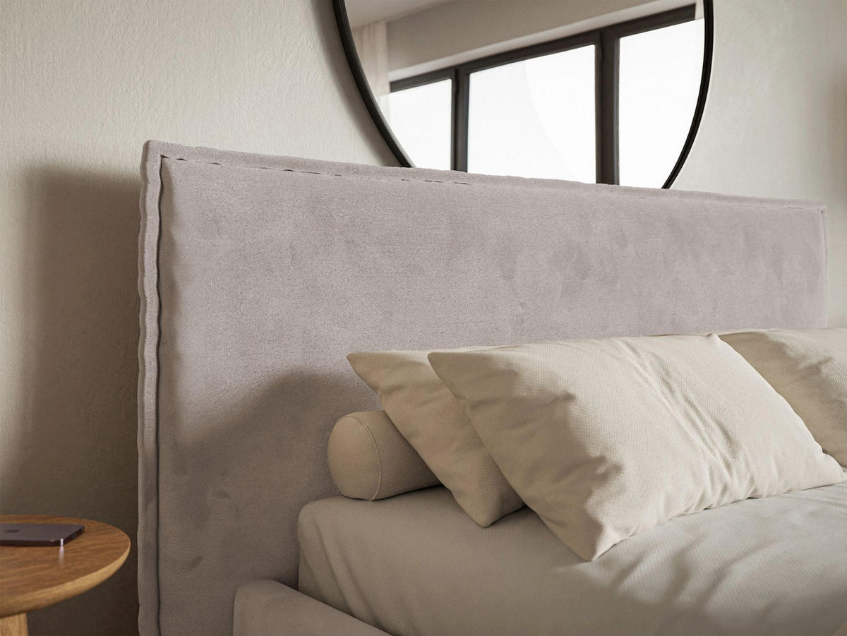 POLSTERBETT Softie Taupe Velours 180x200 - Graubraun, Textil (180/200cm) - Selsey