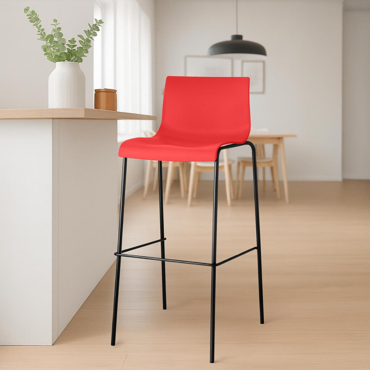 BARHOCKER Hover 100x43x48 cm rot - Rot, Kunststoff (43/100/48cm) - furnicato