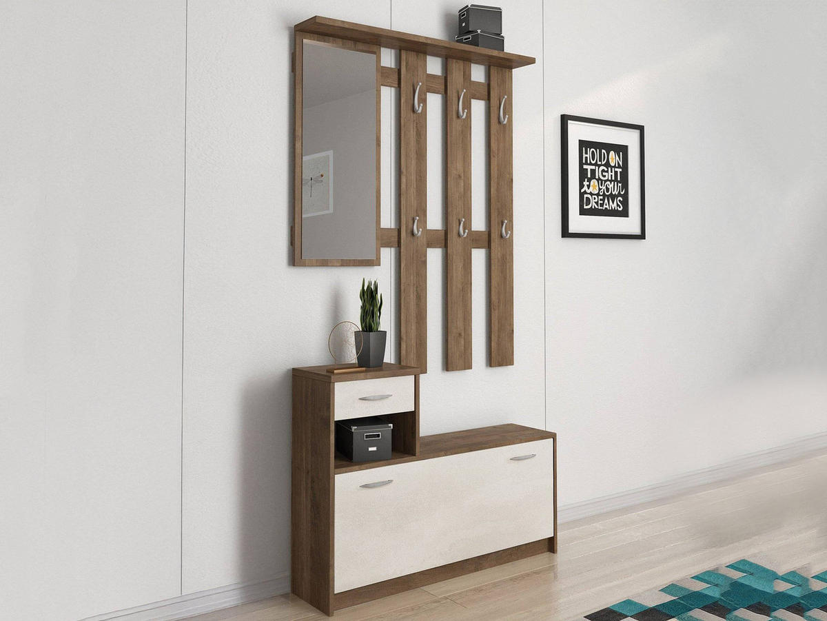 GARDEROBE Holz-Effekt Weiße Eiche 25x100h180 - Alteiche/Weiß, Holzwerkstoff (100/190/26cm) - DMORA