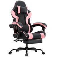 GAMINGSTUHL ergonomisch mit Fußstütze PVC Pink/Black - Pink, Kunststoff (63/120.5/58.5cm) - Meubliv