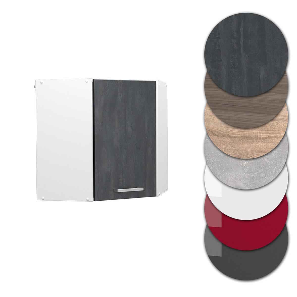 ECKHÄNGESCHRANK R-Line Schwarz Beton 57 cm - Schwarz/Weiß, Holzwerkstoff (57/60/34.1cm) - Vicco