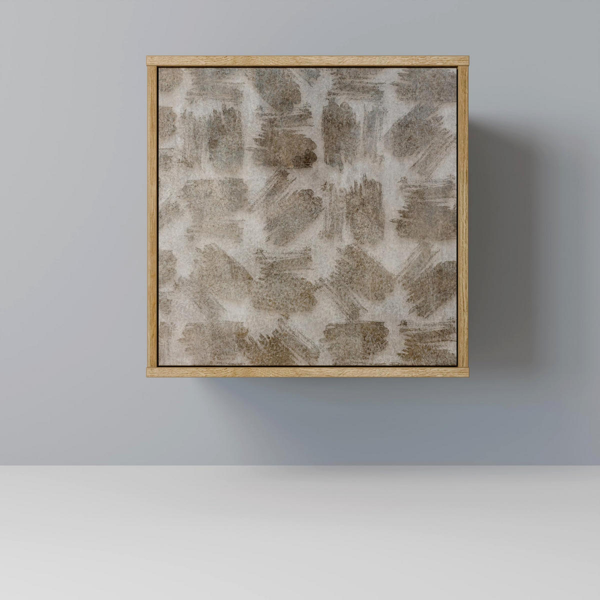 SIDEBOARD SLIGHTLY BLURRED, Eichefarben, 57,5x42x77,5 cm, Schräge Buchenholzfüße - Eichefarben/Buchefarben, Holzwerkstoff/Buchenholz (57.5/77.5/42cm) - SpaceRebels