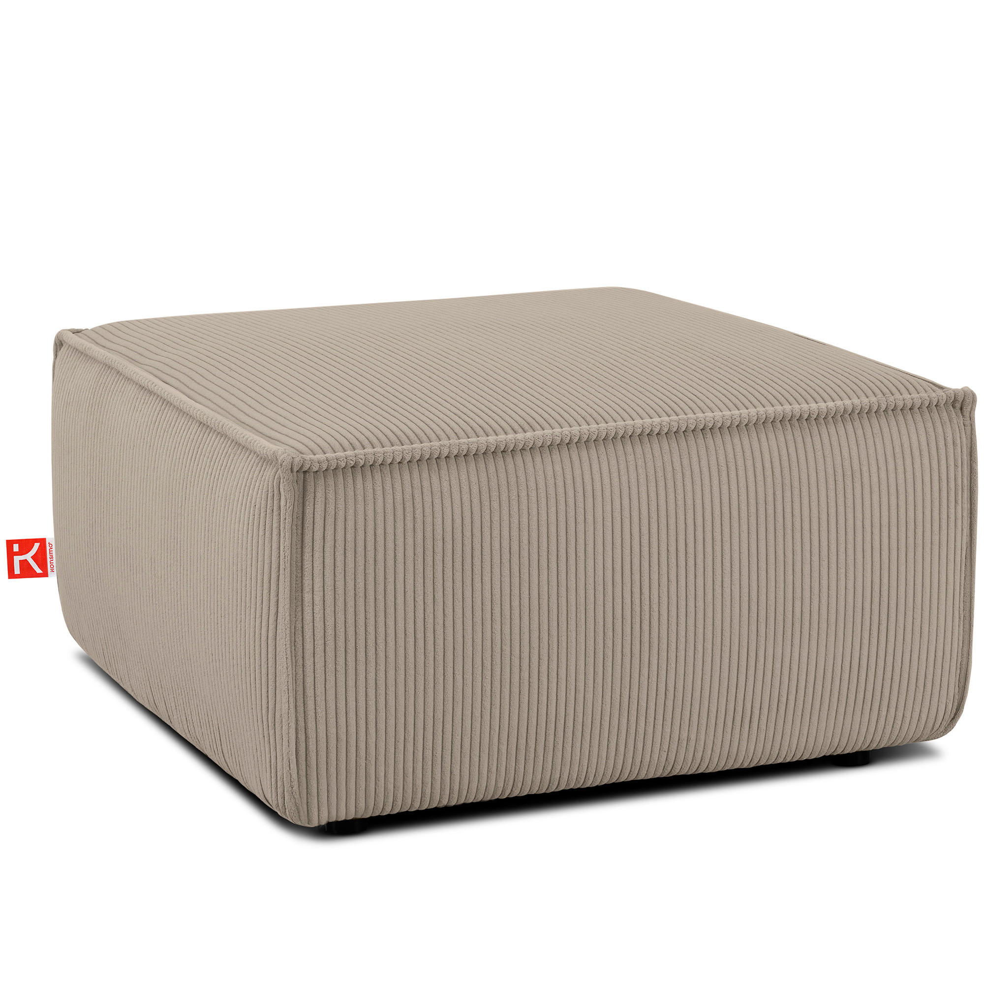 SITZPOUF NAPI gefederte Sitzfläche, beige - Beige/Schwarz, Textil (83/45/83cm) - KONSIMO®