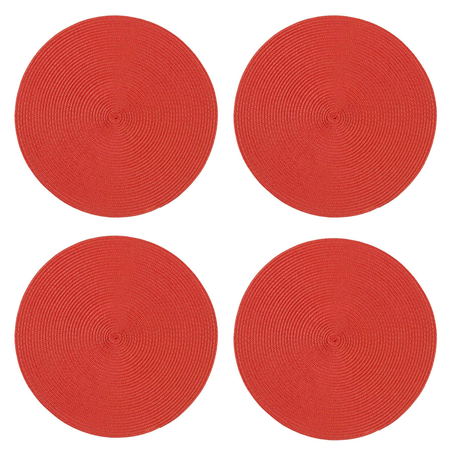 PLATZSET 4er Set Polypro Rot 35 cm rund - Rot, Kunststoff (35cm) - TiborTex