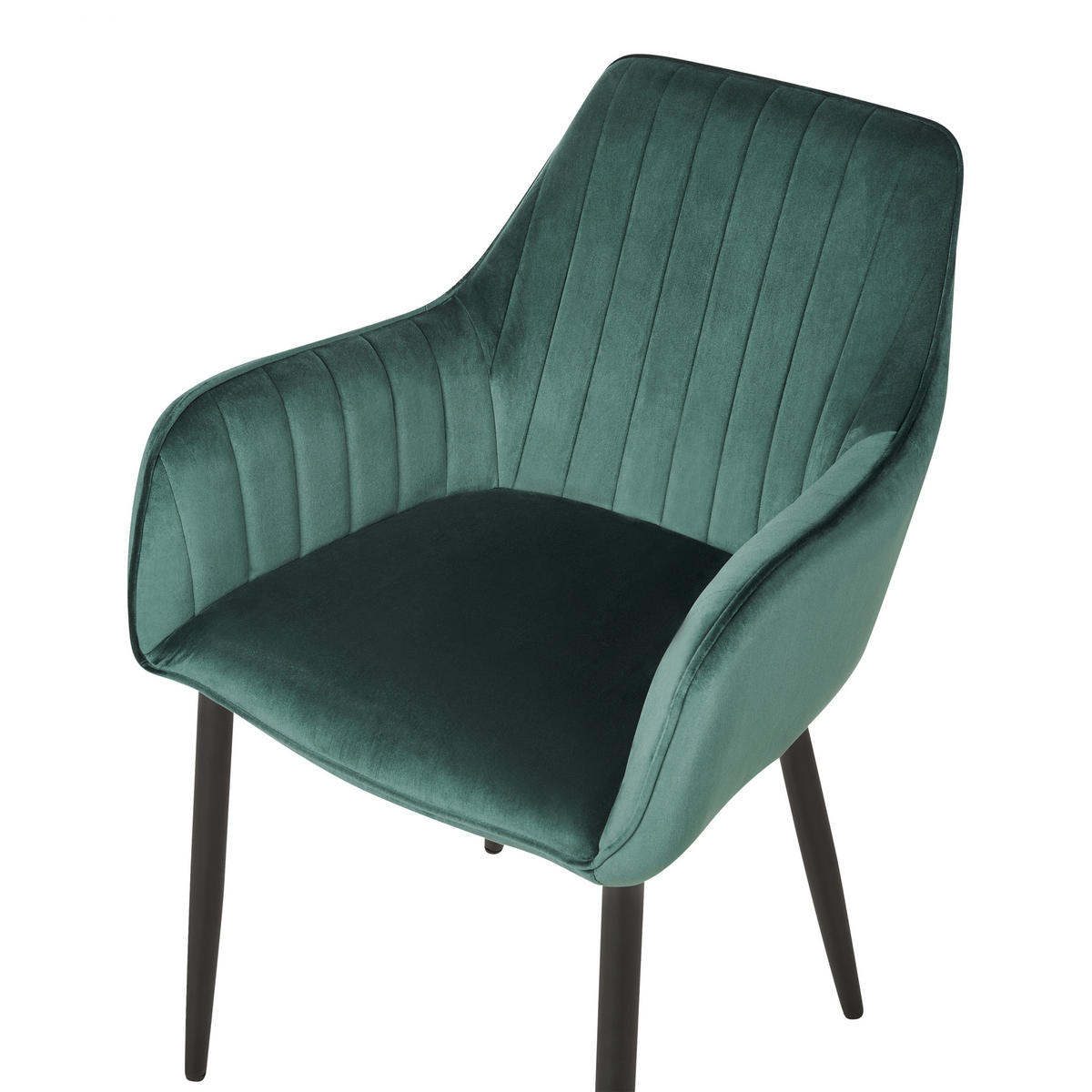 ÉTKEZŐSZÉK 2 darabos Szett Bársony sötétzöld Wellston - fekete/sötétzöld, textil (60/84/61cm) - Beliani