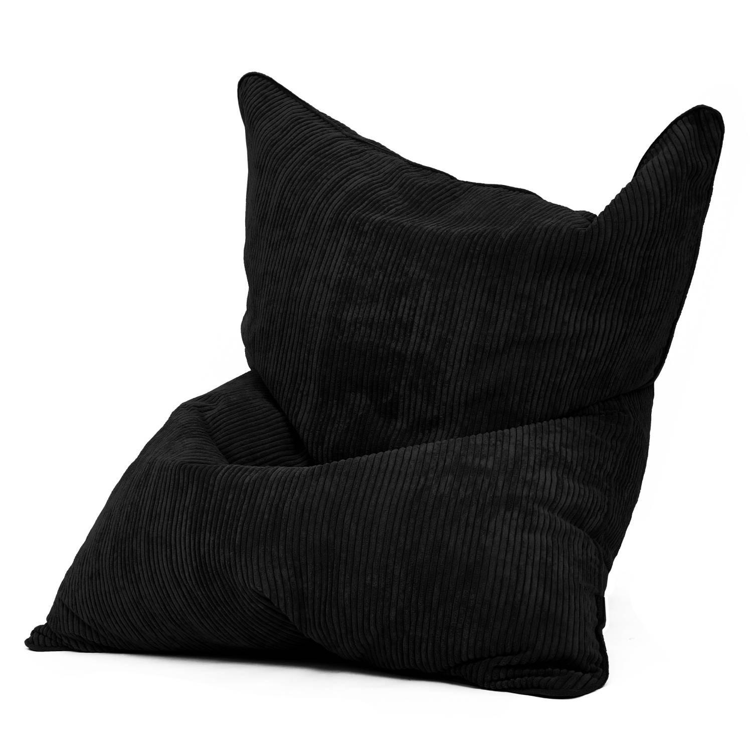 SITZSACK XXL "Square" aus Cord – 370 L - Schwarz, Textil (140/25/180cm) - Green Bean