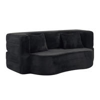 SCHLAFSOFA 2-in-1 faltbar Schwarz mit 2 Kissen - Schwarz, Kunststoff (180/70/55cm) - Meubliv