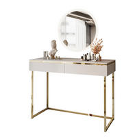 SCHMINKTISCH AURORA GOLD KASCHMIR Schminktisch auf einem goldenen Gestell mit Spiegel - Kaschmir, Holzwerkstoff (102/79/44cm) - Lookway